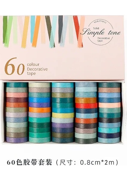 60 Rulo 0.8CMX2M Stili 100 Colorsset Washi Maskeleme Bandı Seti Dıy El Sanatları Dergiler Için Renkli Gökkuşağı Bant Planlayıcılar Scrapbooking (Yurt Dışından)