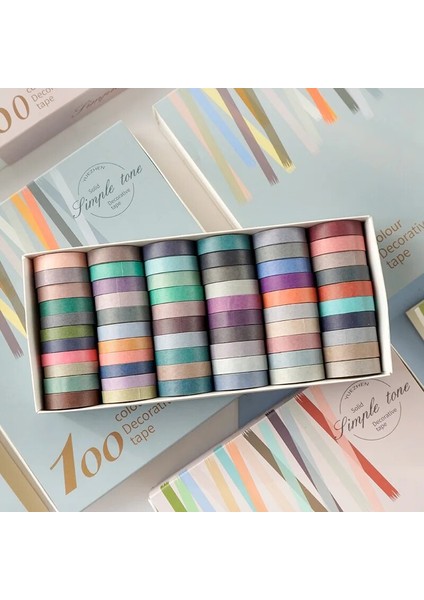 60 Rulo 0.8CMX2M Stili 100 Colorsset Washi Maskeleme Bandı Seti Dıy El Sanatları Dergiler Için Renkli Gökkuşağı Bant Planlayıcılar Scrapbooking (Yurt Dışından)