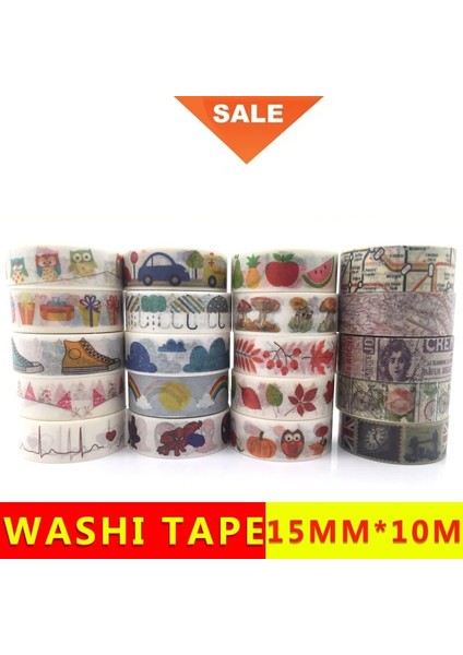 Bifeng Shop NO.1869 Tarzı 15MM x 10M Sevimli Lotkawaii Çiçek Gıda Hayvanlar Dekoratif Jiataihe Washi Bant Dıy Scrapbooking Maskeleme Bandı Okul Ofis Tedarik (Yurt Dışından)