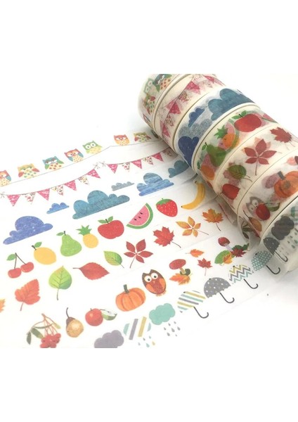 Bifeng Shop NO.1869 Tarzı 15MM x 10M Sevimli Lotkawaii Çiçek Gıda Hayvanlar Dekoratif Jiataihe Washi Bant Dıy Scrapbooking Maskeleme Bandı Okul Ofis Tedarik (Yurt Dışından)