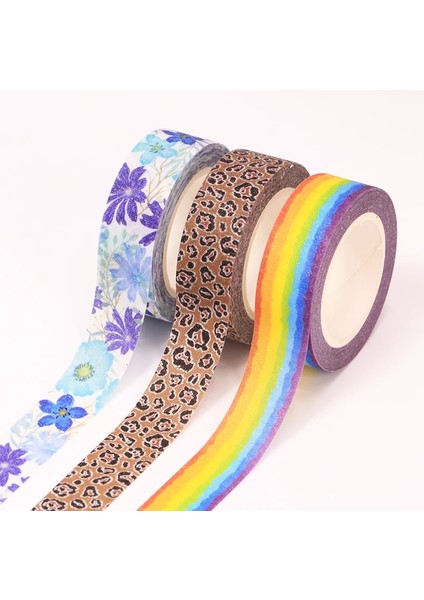 G256 Stili 1 Rulo Çiçekler Damga Tarot Gökkuşağı Kehanet Ahşap Tahıl Gün Batımı Dekoratif Washi Bant Scrapbooking Maskeleme Bandı Ofis Tedarik (Yurt Dışından) fırsatları