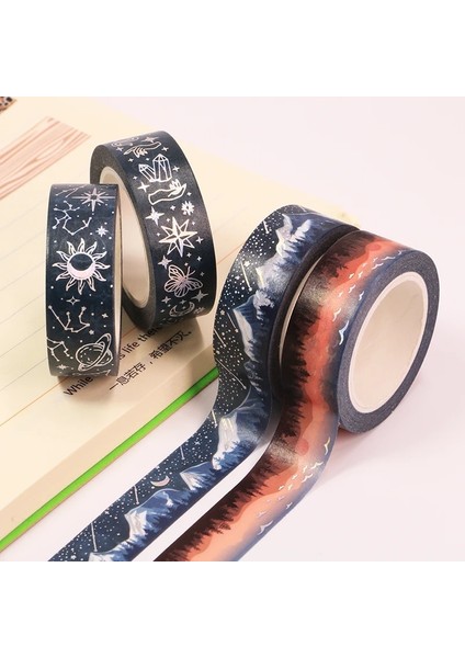 G256 Stili 1 Rulo Çiçekler Damga Tarot Gökkuşağı Kehanet Ahşap Tahıl Gün Batımı Dekoratif Washi Bant Scrapbooking Maskeleme Bandı Ofis Tedarik (Yurt Dışından) indirimleri