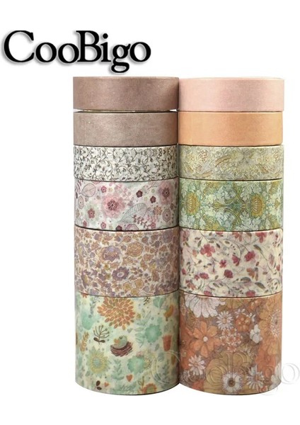 No.8 Stili 12ROLLSET Yeşil Bitki Washi Bant Düz Renk Maskeleme Bandı Dekoratif Yapışkan Bant Sticker Scrapbooking Günlüğü Kırtasiye Tedarik (Yurt Dışından)