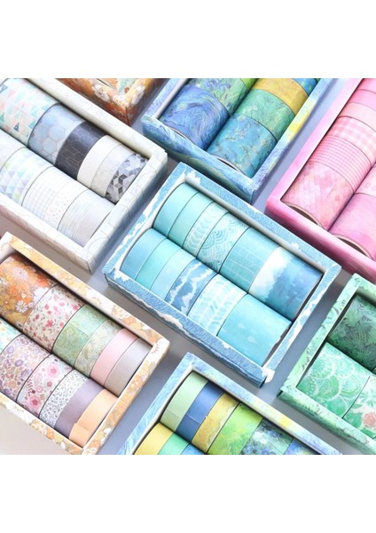 No.8 Stili 12ROLLSET Yeşil Bitki Washi Bant Düz Renk Maskeleme Bandı Dekoratif Yapışkan Bant Sticker Scrapbooking Günlüğü Kırtasiye Tedarik (Yurt Dışından)