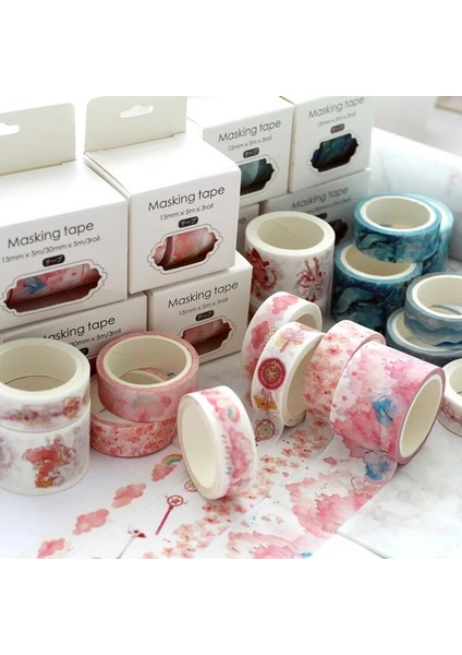 Ben Stil Japon Dekoratif Deco Kağıt Çiçek Çiçek Kiraz Çiçeği Maskeleme Washi Bant Seti Çıkartmalar El Sanatları ve Scrapbooking (Yurt Dışından) modelleri