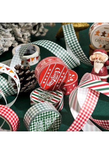 No.1 Tarzı Renkli Noel Izgara Serisi Maskeleme Washi Bant Dekoratif Yapışkan Bant Decora Diy Scrapbooking Sticker Etiket Kırtasiye (Yurt Dışından) modelleri