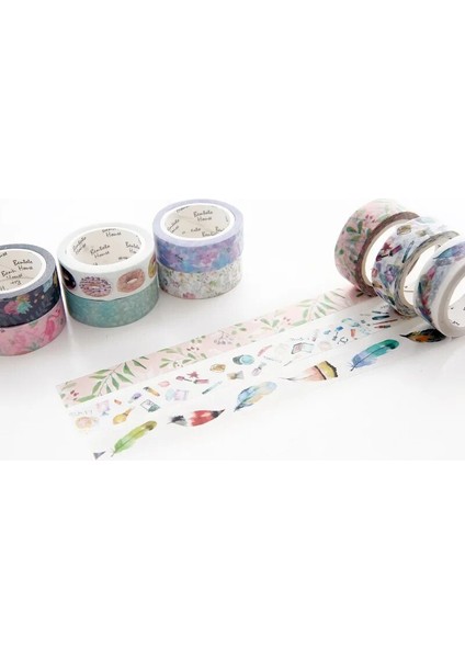 No.6 Tarzı Romantik Kiraz Çiçeği Dekorasyon Washi Bant Dıy Karalama Defteri Sevimli Çiçek Tüy Etiket Kawaii Maskeleme Bandı Okul (Yurt Dışından) fırsatları