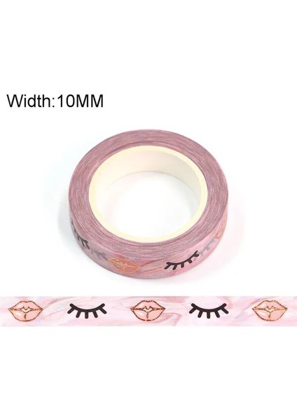No.11 Stili Altın Folyo Kalp Washi Bant Sevgililer Günü Maskeleme Bandı Scrapbooking Kawaii Aşk Çiçek Dekoratif Bant Sabit Malzemeler (Yurt Dışından)