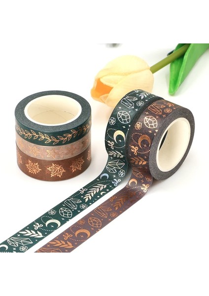 No.13 Tarzı 1 Rulo Ay Yıldız Yaprak Washi Bant Eski Maskeleme Washi Bant Folyo Dekoratif Yapışkan Bant Scrapbooking Sticker Etiket Kırtasiye (Yurt Dışından)