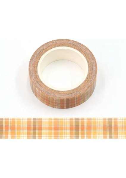 Bir Stil 15MM * 10 M Iskoç Turuncu Ekose Maskeleme Washi Bant Izgara Dekoratif Yapışkan Bant Diy Scrapbooking Sticker Etiket Kırtasiye (Yurt Dışından)