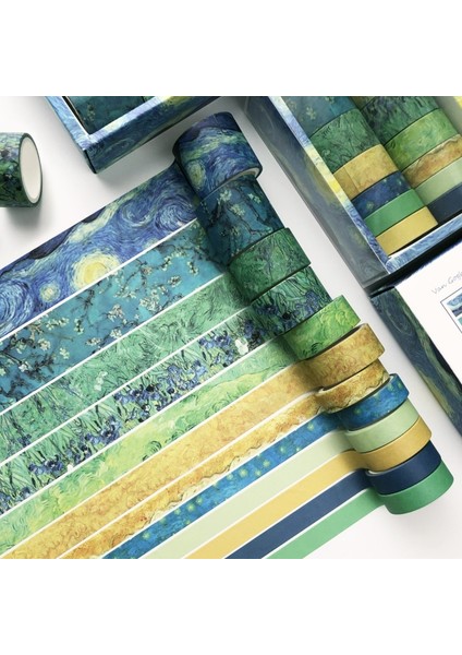 No.1 Tarzı Kutusu Van Gogh Izlenim Washi Bant Dıy Scrapbooking Etiket Etiket Vintage Maskeleme Bandı Okul Ofis Tedarik (Yurt Dışından)