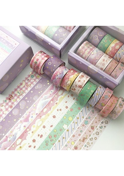 Mavi Ton Stili Et Kawak Dünya Altın Dekoratif Yapışkan Bant Maskeleme Washi Bant Diy Scrapbooking Sticker Etiket Japon Kırtasiye (Yurt Dışından)