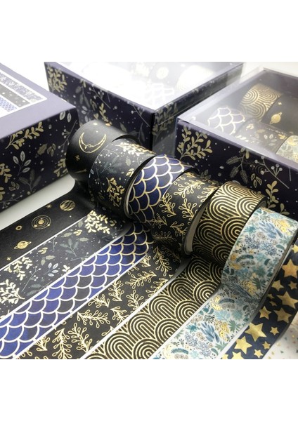 Mavi Ton Stili Et Kawak Dünya Altın Dekoratif Yapışkan Bant Maskeleme Washi Bant Diy Scrapbooking Sticker Etiket Japon Kırtasiye (Yurt Dışından)