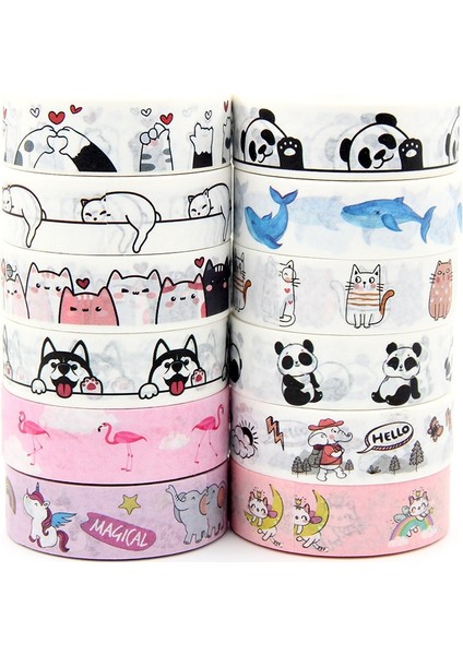 A365 Tarzı 2021 Yeni M Kedi Paws Küçük Kalp Panda Hayvan Balon Fil Mavi Balina Dekoratif Washi Bant Scrapbooking Maskeleme Bandı (Yurt Dışından) fiyatları