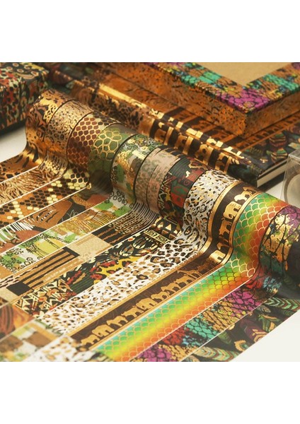 No.10 Tarzı Et Siyah Altın Washi Bant Vintage Galaxy Maskeleme Bandı Sevimli Dekoratif Yapışkan Bant Sticker Scrapbooking Günlüğü Kırtasiye (Yurt Dışından)