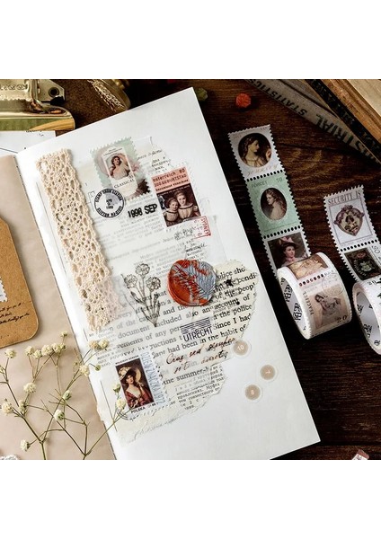 D Stili Vintage Kahve Orman Bitkileri Tema Washi Bant Diy Dekoratif Scrapbooking Maskeleme Bandı Yapışkanlı Etiket Etiket Bant Kırtasiye (Yurt Dışından)