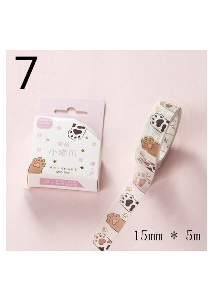 No.7 Tarzı 1 Adet Altın Pembe Folyo Kağıt Kiraz Washi Bant Seti Japon Scrapbooking Dekoratif Bantlar Fotoğraf Albümü Için Kedi Pençesi Ev Dekorasyon (Yurt Dışından)