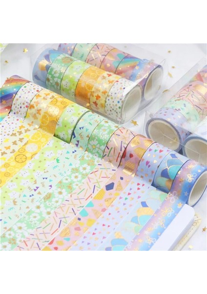 12 Parça Set Stili Et Kawaii Altın Varak Washi Bant Sevimli Gökkuşağı Maskeleme Bandı Dekoratif Yapışkan Bant Sticker Scrapbooking Günlüğü Kırtasiye (Yurt Dışından) fiyatları