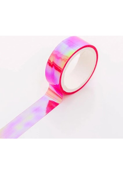 Pembe Tarzı Yaratıcı Renkli G Özel Dekoratif Gökkuşağı Lazer Su Geçirmez Bant Dıy Scrapbooking Maskeleme Bandı Okul Ofis Tedarik (Yurt Dışından)