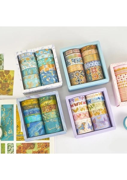 H Tarzı Van Gogh Washi Bant Seti Washi Maskeleme Dekoratif Bantlar Diy Dekor Planlayıcıları Için Scrapbooking Yapıştırıcı Okul Parti Malzemeleri (Yurt Dışından) modelleri