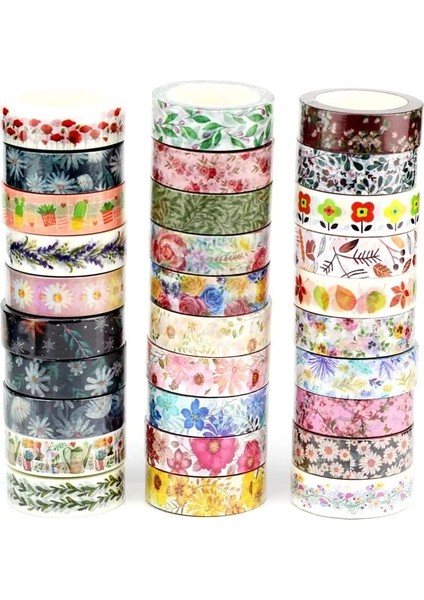 NO.364 Stili Yenı 1 Adet Dekoratif Güzel Çiçekler Washi Bant Seti Dıy Scrapbooking Kağıt Fotoğraf Albümü Yapışkanlı Maskeleme Bandı Kore Kırtasiye (Yurt Dışından) fiyatları