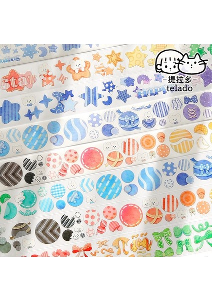 Bifeng Shop Pvc D Tarzı Sevimli Yay Şerit Yıldız Maskeleme Washi Bant Dekoratif Yapışkan Bant Diy Scrapbooking Sticker Etiket Kırtasiye Dergisi Planlayıcısı (Yurt Dışından)