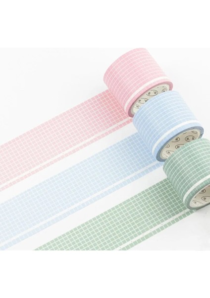 E Stili Renkli Izgara Serisi Washi Bant Yapışkan Bant Dıy Scrapbooking Sticker Etiket Maskeleme Bandı Öğrenci Kırtasiye Hediye (Yurt Dışından)