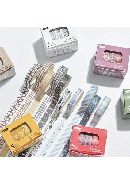 P Stili 5 Rulo Temel Koleksiyon Dekorasyon Washi Bant Geniş Japon Maskeleme Dekoratif Planner Sanat Scrapbooking Için Bantlar Yapıştırıcı (Yurt Dışından)