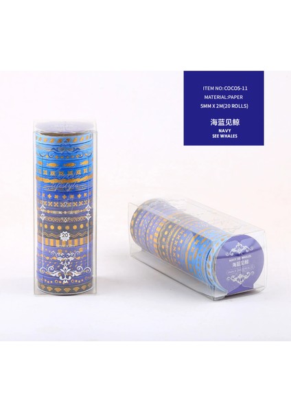 No.11 Stili Washi Bant Seti Altın Varak Dekoratif Yapışkan Bant Scrapbooking Şeritler Günlüğü Dekorasyon Kawaii Kırtasiye Maskeleme Bandı (Yurt Dışından)