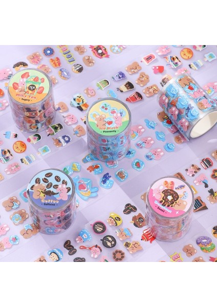 Bir Stil Kawaii Karikatür Ayı Günlük Yaşam Maskeleme Washi Bant Sanat Dekoratif Yapışkan Bant Diy Scrapbooking Sticker Etiket Kore Kırtasiye (Yurt Dışından)