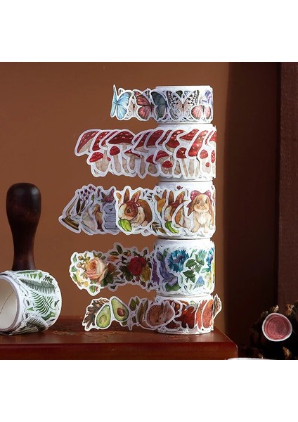 F Stili Washi Bant Sevimli Orman Hayvanları Kelebek Bitkiler Çıkartmalar Kendinden Yapışkanlı Küçük Çıkartmalar Günlük Scrapbooking Malzemeleri (Yurt Dışından)