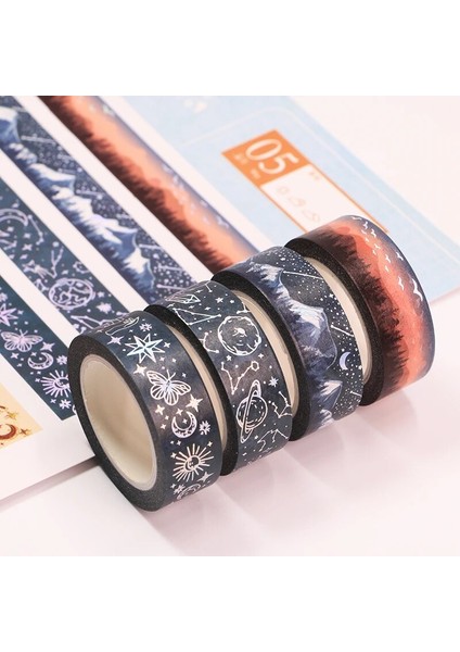 No.11 Stili Yıldızlı Gece Yıldızı Washi Bant Gümüş Altın Folyo Maskeleme Bandı Çiçek Gün Batımı Dekoratif Bant Scrapbooking Sticker Etiket (Yurt Dışından) fiyatları