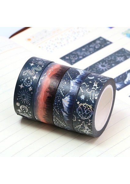 No.11 Stili Yıldızlı Gece Yıldızı Washi Bant Gümüş Altın Folyo Maskeleme Bandı Çiçek Gün Batımı Dekoratif Bant Scrapbooking Sticker Etiket (Yurt Dışından) modelleri