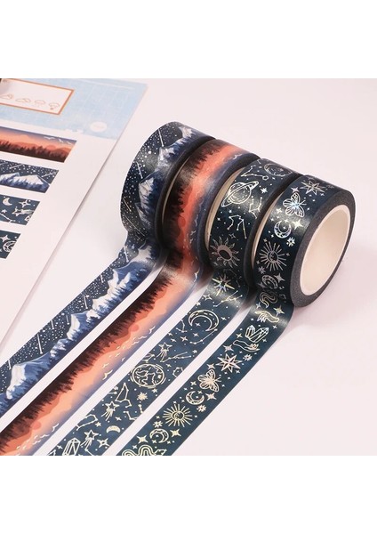 No.11 Stili Yıldızlı Gece Yıldızı Washi Bant Gümüş Altın Folyo Maskeleme Bandı Çiçek Gün Batımı Dekoratif Bant Scrapbooking Sticker Etiket (Yurt Dışından) fırsatları