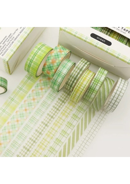 No.5 Tarzı Xi Yu Et Retro Düz Renk Washi Bant Seti Izgara Şerit Dekorasyon Bandı Kawaii Maskeleme Bandı Sticker Scrapbooking Kırtasiye (Yurt Dışından)