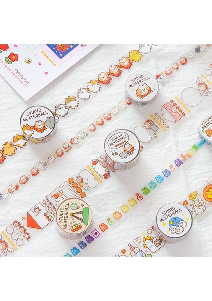 No.7 Tarzı Sevimli Kedi Aile Serisi Dergisi Washi Bant Dıy Scrapbooking Sticker Etiket Kawaii Pet Maskeleme Bandı Okul Ofis Tedarik (Yurt Dışından)
