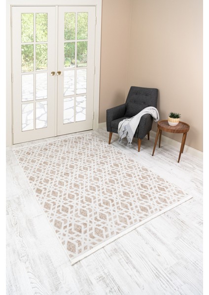 Life Makine Halısı 6010 Bej 80 X150 Saçaklı