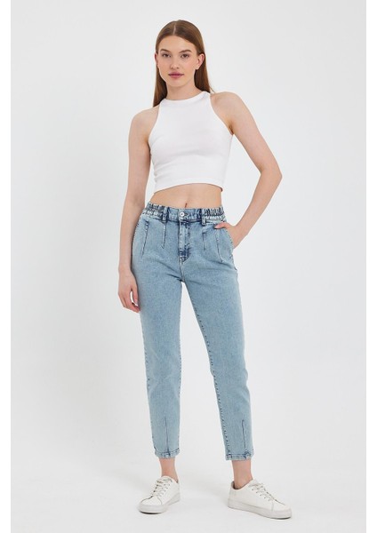 Kadın Norah Ice Blue Beli Lastikli Jean Pantolon