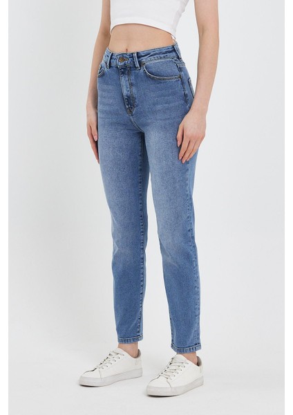 Kadın Jessica Vintage Med Blue Mom Jean Pantolon