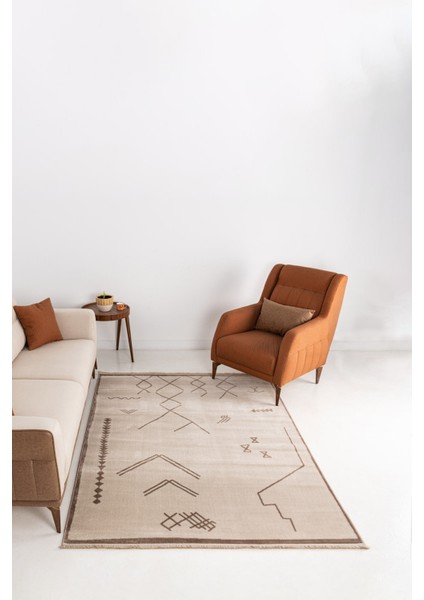 Life Makine Halısı 6081 Bej 160 x 230 Saçaklı