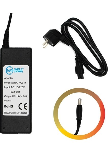 Well Power Hp Notebook Laptop Adaptörü 19V 4.74A 90W 7.4x5.0 mm WNA-HC014