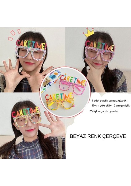 Beyaz Renk Çerçeveli Camsız Caketıme Yazılı Parti Gözlüğü Hawaretro fiyatları