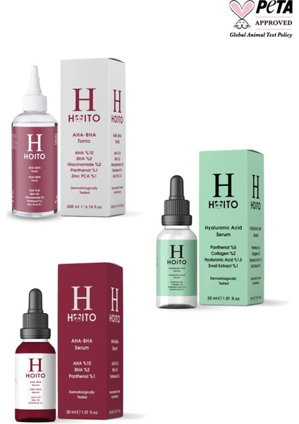 Aha Bha Tonik 200ML & Aha Bha Serum 30ML & Hyalüronik Asit Serum 30ML 3'lü Set