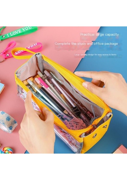 Kore Şeffaf Kalem Kutusu Çok Fonksiyonlu Taşınabilir Fermuarlı Kırtasiye Çantası (Yurt Dışından) fırsatları