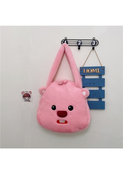 Yeni Sonbahar ve Kış Sevimli Peluş Crossbody Çanta Pembe Taze Tatlı Sevimli Karikatür Büyük Kapasiteli Taşınabilir Omuz Çantası (Yurt Dışından)