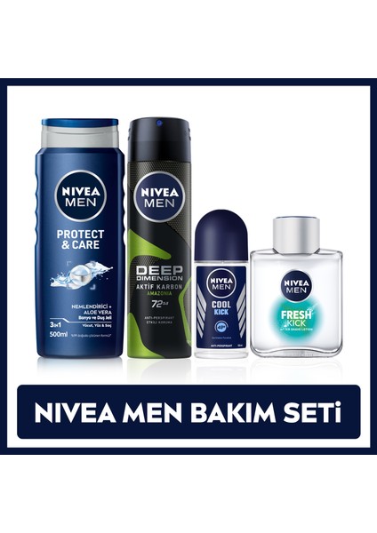 NIVEA MEN Sprey Deodorant 150ml,Roll on Deodorant,Duş Jeli,Tıraş Sonrası Losyon