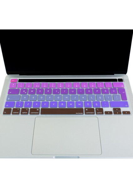 Macbook Pro Klavye Kılıfı 13inç M1-M2 Türkçe Q Baskı A2338 2289 2251 A2141 ile Uyumlu Ombre