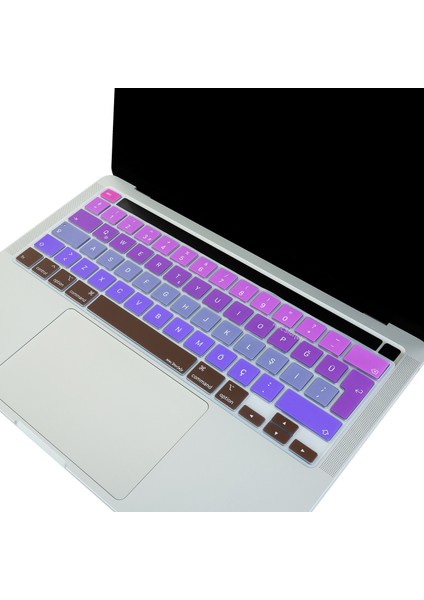 Macbook Pro Klavye Kılıfı 13inç M1-M2 Türkçe Q Baskı A2338 2289 2251 A2141 ile Uyumlu Ombre