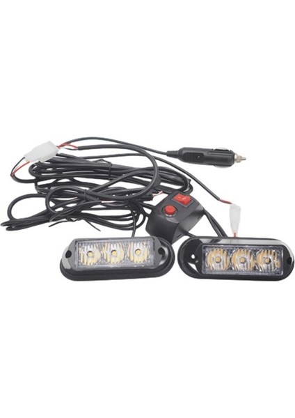 Oto Uzay Çakar Lamba 3x2 LED 12W 12-24V Amber-Amber / LAPA197