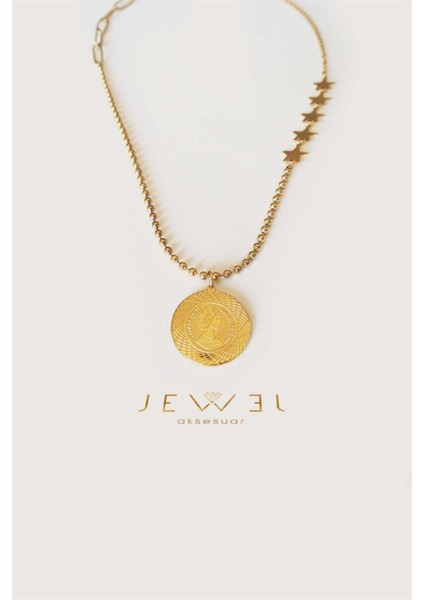 Yıldız Plaka Gold Altın Kaplama Kolye